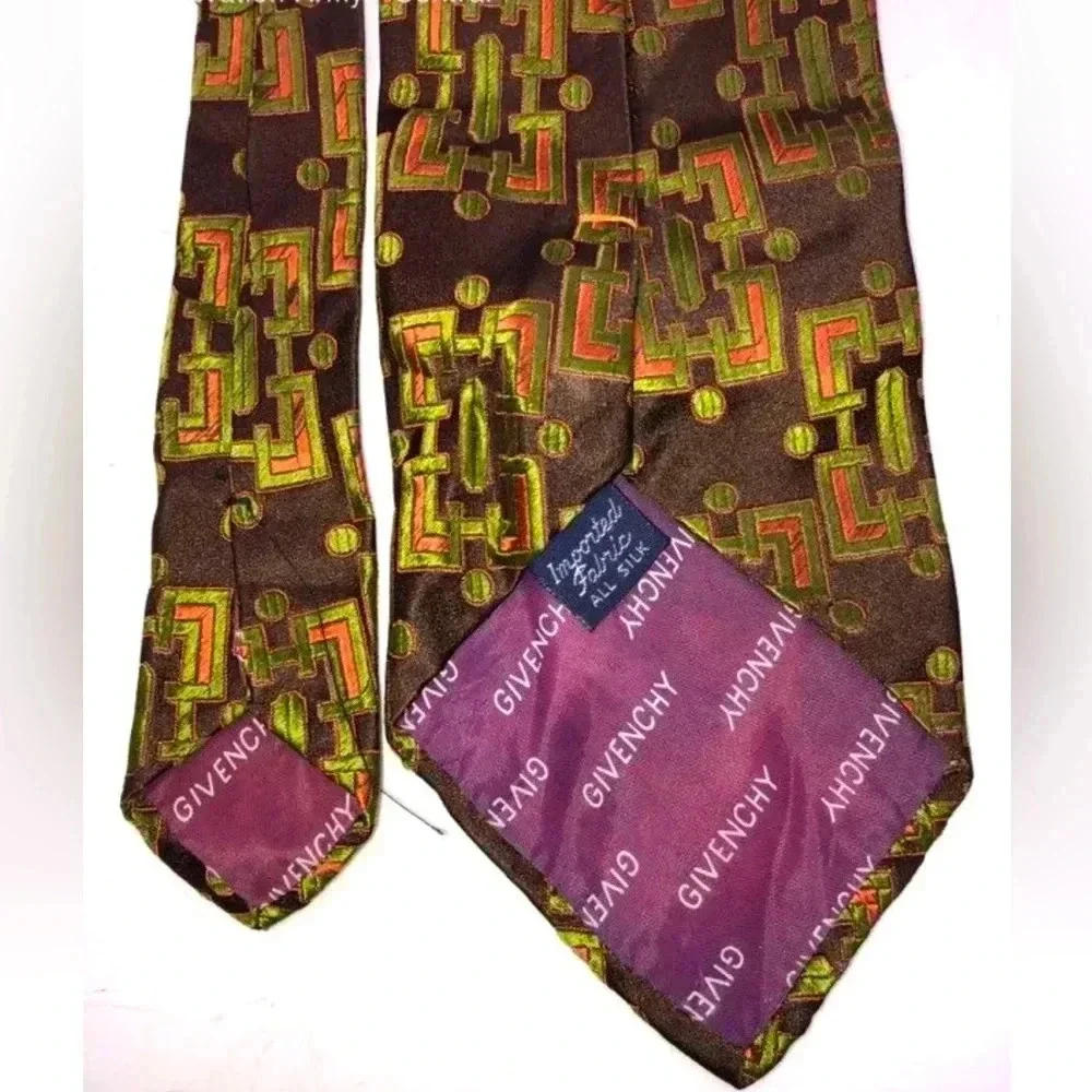 Givenchy Mens Multicolor Abstract Silk Adjustable Pointed Necktie